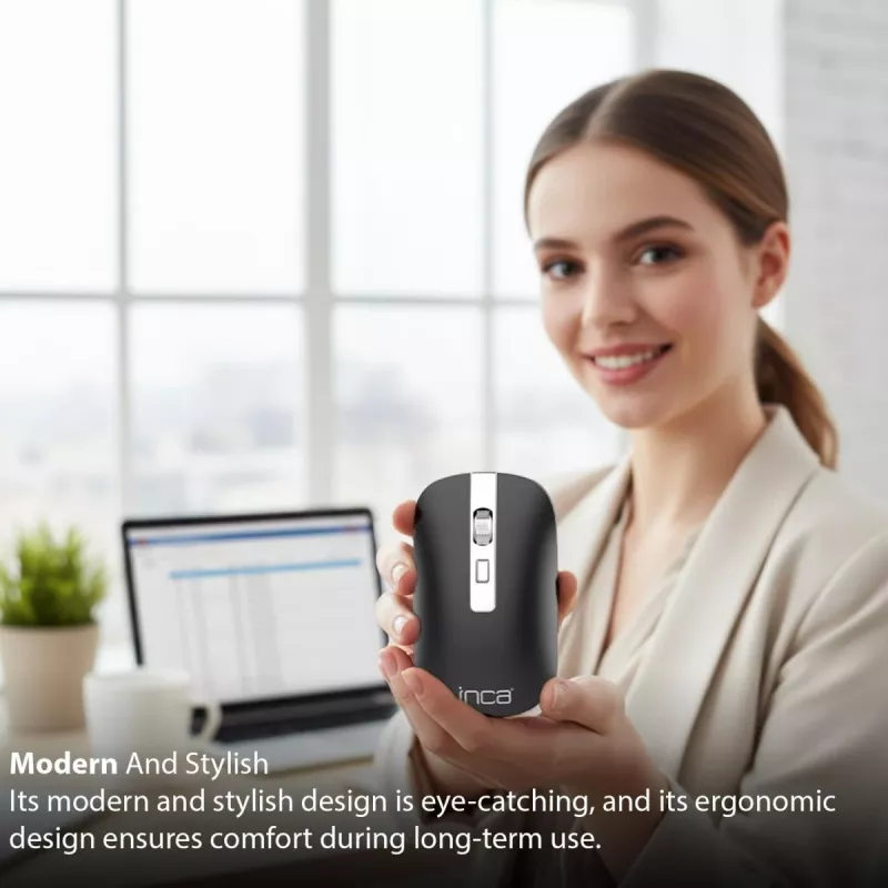 INCA juhtmevaba hiir Iwm-531ra - Bluetooth ja RF juhtmevaba 2,4 GHz - 1600 dpi - must/hõbedane