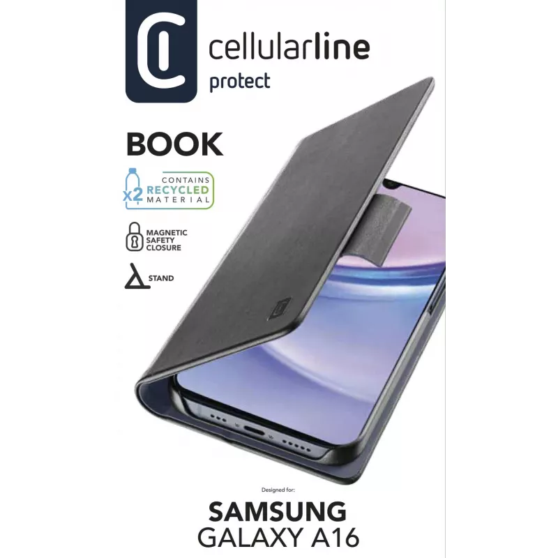 Cellularline Book - Galaxy A16 raamatutüüpi ümbris kaarditasku ja magnetkinnitusega