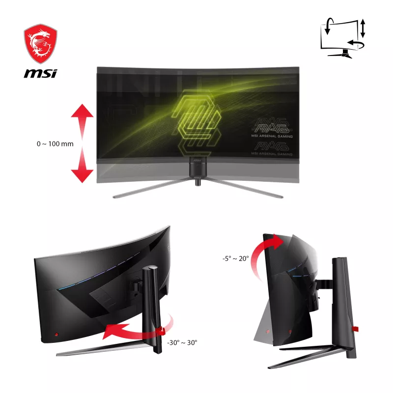 MSI MAG 345CQRDE arvutimonitor 86,4 cm (34 tolli) 3440 x 1440 pikslit UltraWide Dual Quad HD must