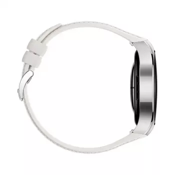 Nutikell HUAWEI WATCH 5 — ümmargune 42 mm roostevabast terasest korpus, 1,38 tolli AMOLED, GPS, Bluetooth, 540 mAh aku, beež korpus valge rihmaga