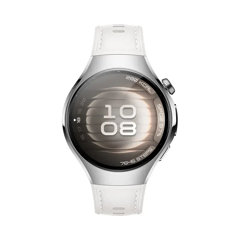 Nutikell HUAWEI WATCH 5 — ümmargune 42 mm roostevabast terasest korpus, 1,38 tolli AMOLED, GPS, Bluetooth, 540 mAh aku, beež korpus valge rihmaga