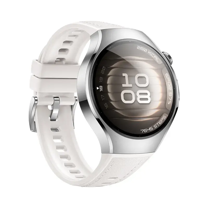 Nutikell HUAWEI WATCH 5 — ümmargune 42 mm roostevabast terasest korpus, 1,38 tolli AMOLED, GPS, Bluetooth, 540 mAh aku, beež korpus valge rihmaga