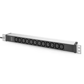 DIGITUS 1U alumiiniumist PDU rack'i paigaldatav 12x C13 16A 230VAC 50/60Hz kaitsekontakt