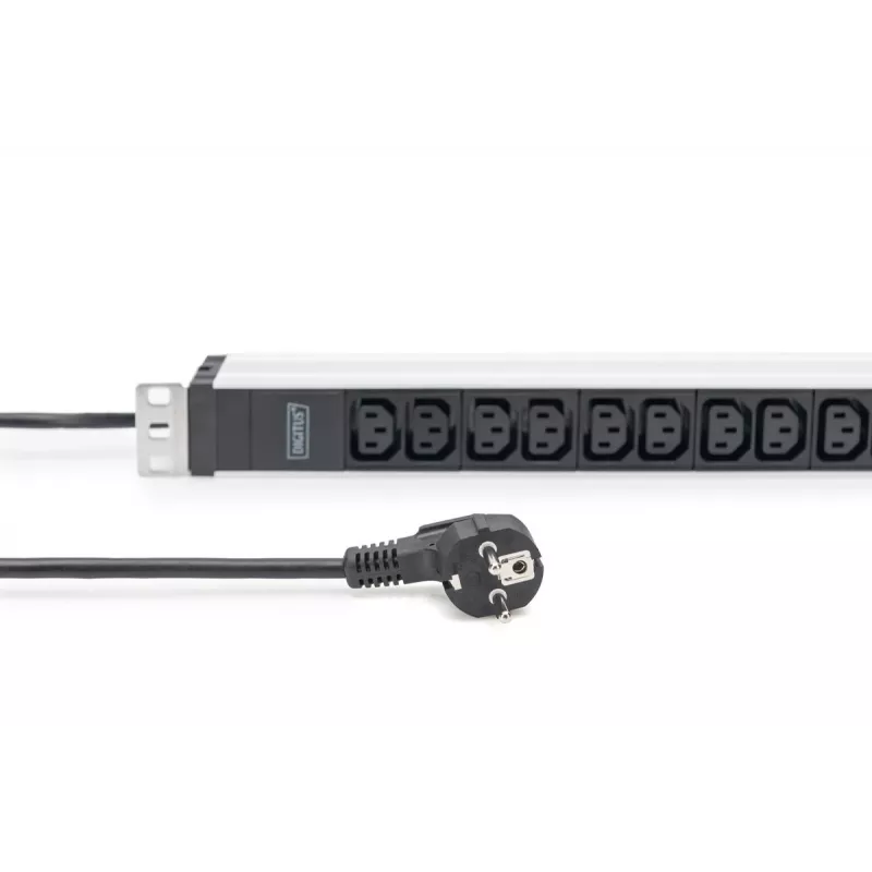 DIGITUS 1U alumiiniumist PDU rack'i paigaldatav 12x C13 16A 230VAC 50/60Hz kaitsekontakt