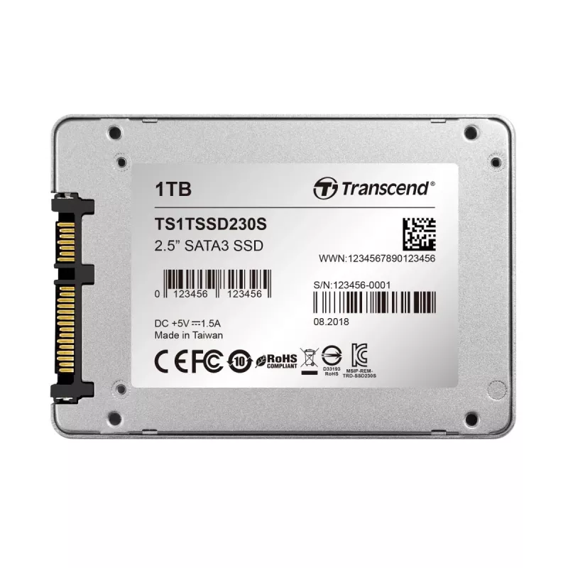 TRANSCEND SSD 230s 1TB 2.5in SATA III 6Gb/s TLC alumiiniumkorpuses