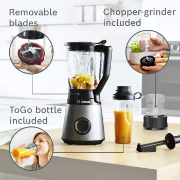 Bosch Serie 4 MMB6177S blender 1,5 L lauablender 1200 W Must, Hõbedane