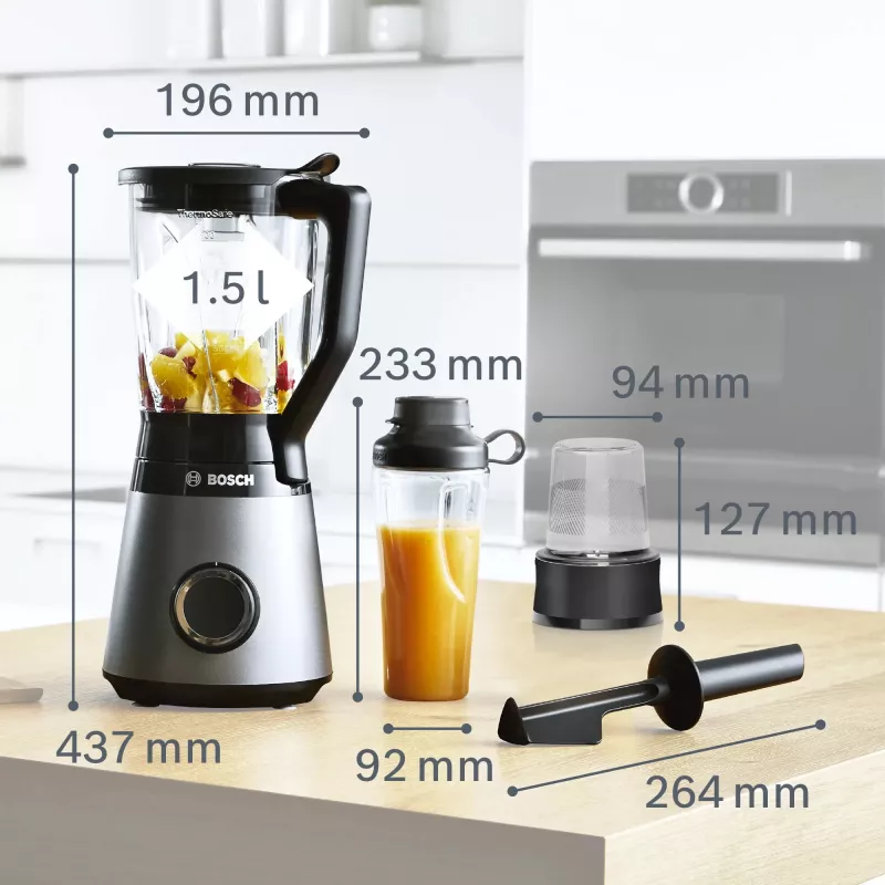 Bosch Serie 4 MMB6177S blender 1,5 L lauablender 1200 W Must, Hõbedane