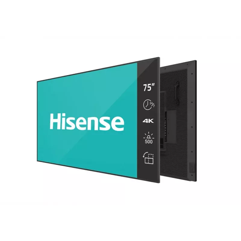 Hisense 75DM66D Signage-ekraan 190,5 cm (75 tolli) LED Wi-Fi 500 cd/m² 4K Ultra HD Must Sisseehitatud protsessor Android 11 24/7