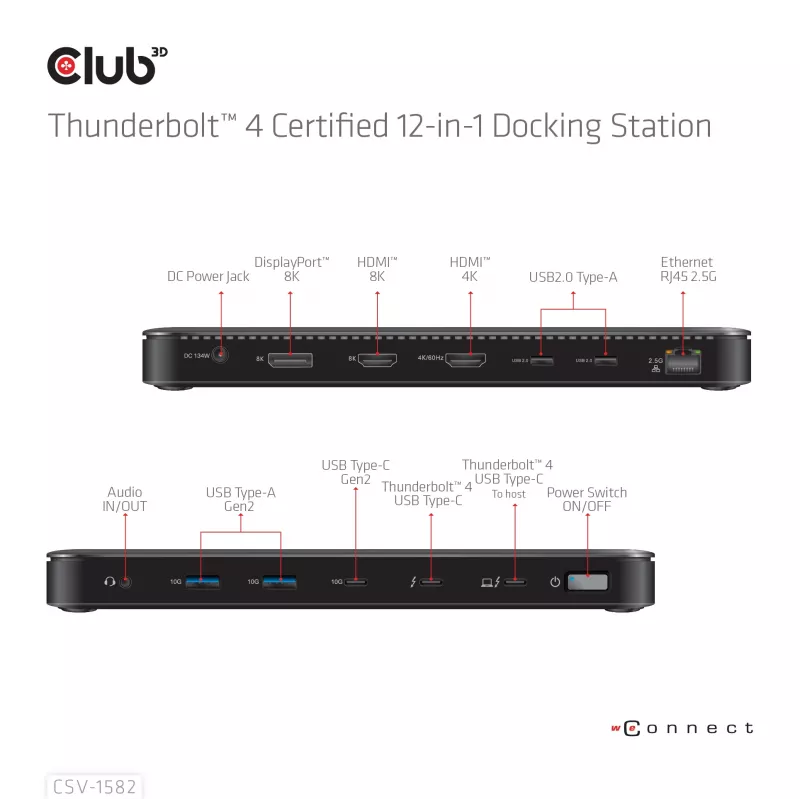 CLUB3D Thunderbolt™ 4 sertifitseeritud 12-ühes dokkimisjaam