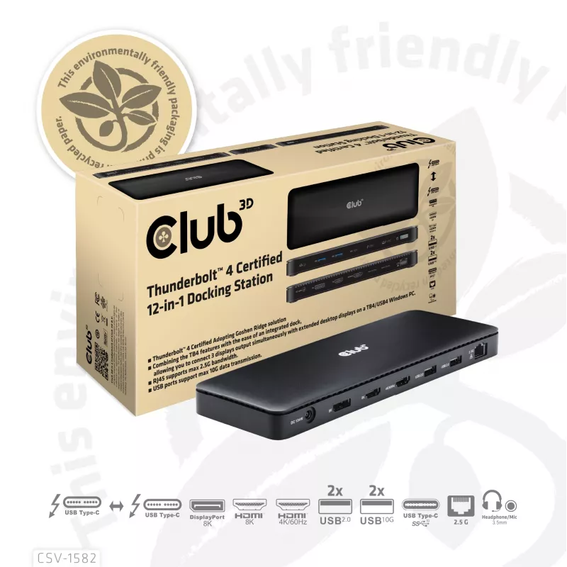 CLUB3D Thunderbolt™ 4 sertifitseeritud 12-ühes dokkimisjaam