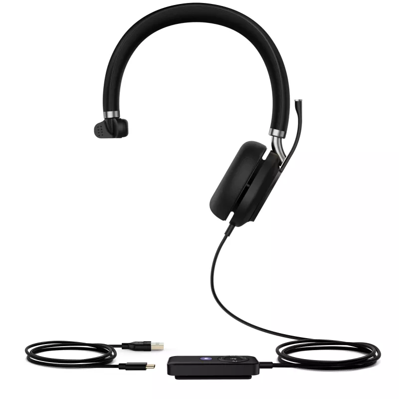Yealink UH38 Mono Teams - ilma akuta USB-C-USB juhtmega kõrvaklapid