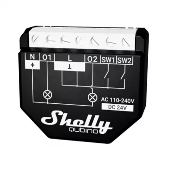 Nutikell Shelly WAVE 2PM Must (Shelly) — juhtmevaba Z-Wave, 16 A, 110–240 V, 868,4 MHz