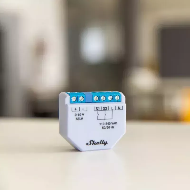 Dimmer Shelly Plus 0-10V sisseehitatud sinine hall juhtmevaba juhtimine 110-240V