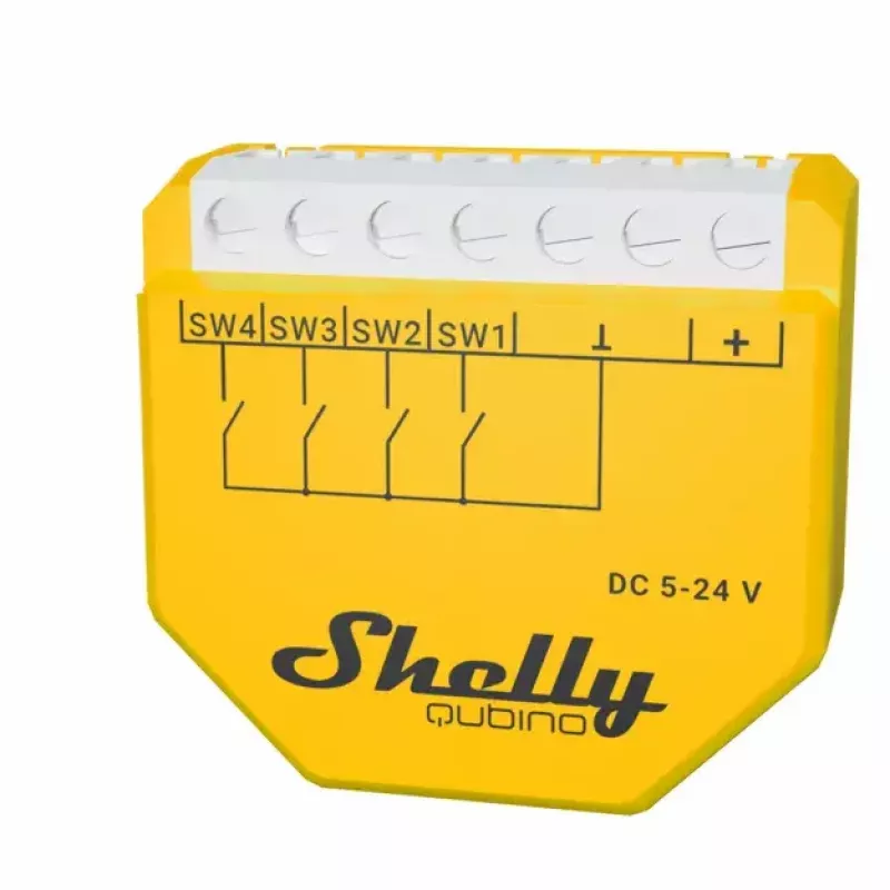 Nutikas lüliti Shelly Qubino Wave i4 DC kollane traadita 5-24V