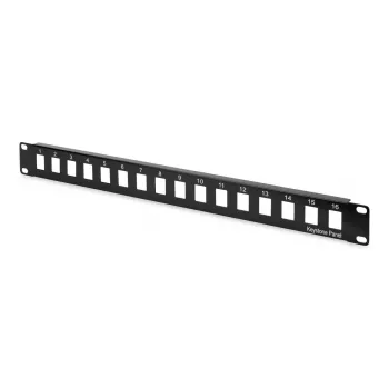 DIGITUS Modulaarne patch-paneel, varjestamata 16-port, tühi, 1U, rack-paigaldus, värv must RAL 9005