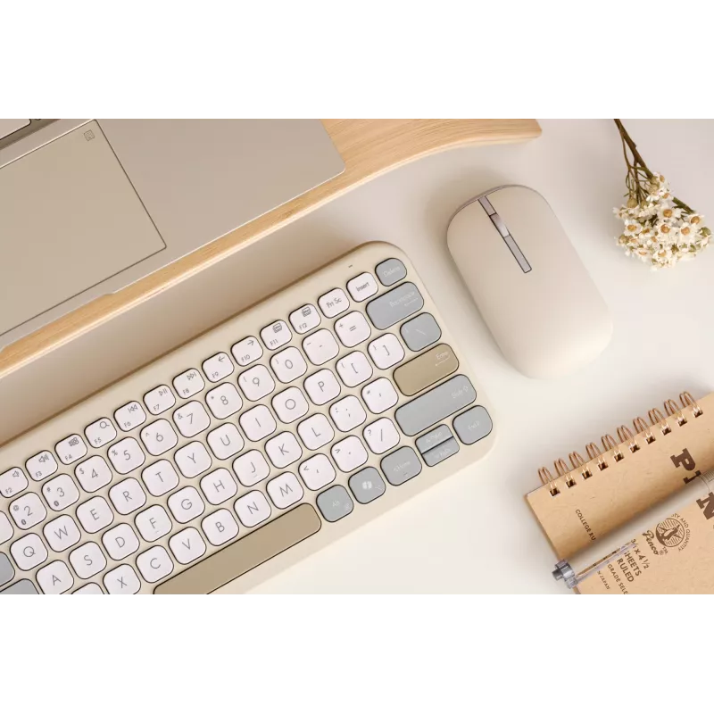 ASUS Marshmallow KW100 klaviatuur juhtmevaba Bluetooth QWERTZ beež hall valge