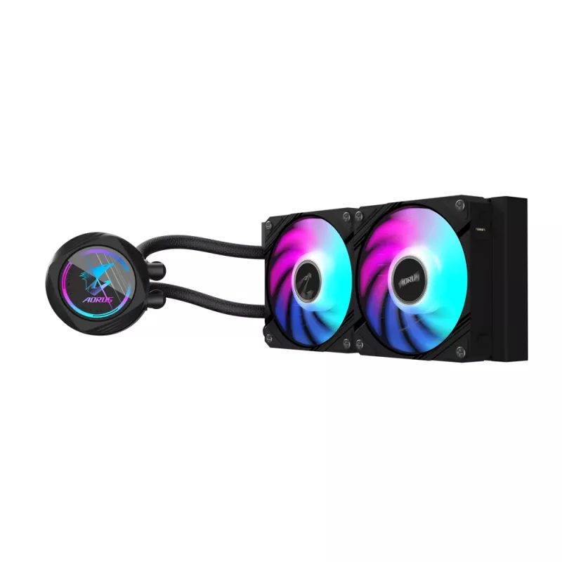 GIGABYTE AORUS WATERFORCE II 240 AIO vedelikprotsessori jahuti - 2x120mm ARGB ventilaatorit, sisselibistatav lukustusmehhanism, DAISY-CHAIN, Intel LGA 1851 ja AMD AM5 ühilduv