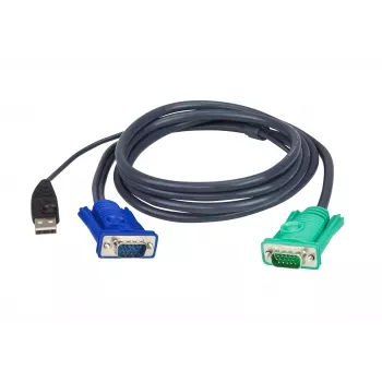 ATEN USB KVM-kaabel 5m, 5 m, VGA, Must, HDB-15 + USB A, SPHD-15, Isane