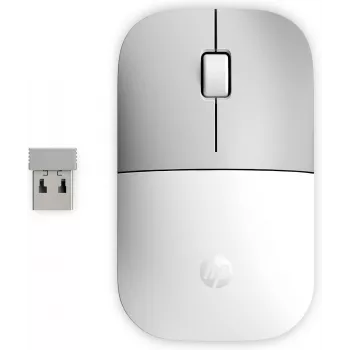 HP Z3700 keraamiline valge juhtmevaba hiir, kahekäeline, optiline, RF-juhtmevaba, 1200 DPI, hõbedane, valge