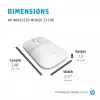 HP Z3700 keraamiline valge juhtmevaba hiir, kahekäeline, optiline, RF-juhtmevaba, 1200 DPI, hõbedane, valge