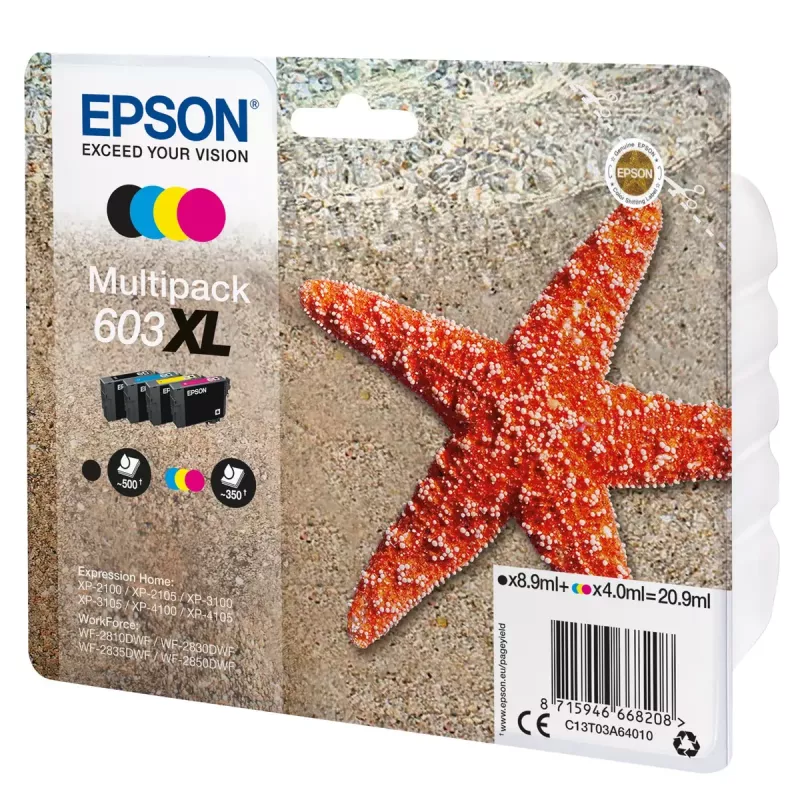 Epson C13T03A64020 tindikassett 1 tk originaal suure (XL) mahutavusega must, tsüaan, magenta, kollane