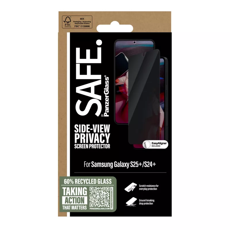 PanzerGlass SAFE. by ® privaatsusekraani kaitse Samsung Galaxy S25+ | S24+ | Ultra-Wide Fit koos EasyAligneriga