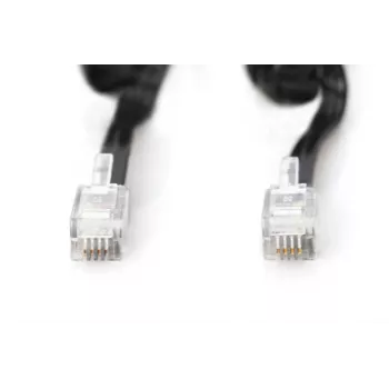 DIGITUS UAE ühenduskaabel, RJ10 2,00 m, CU, 4x7x0,12 mm, varjestamata, M/M, lamekaabel, spiraalne, must