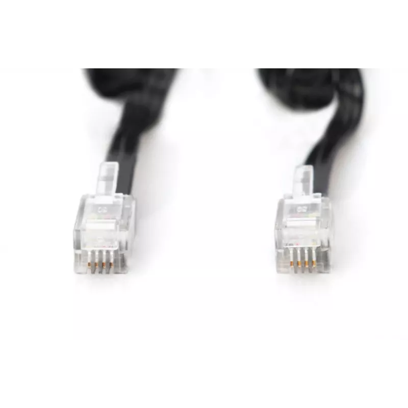 DIGITUS UAE ühenduskaabel, RJ10 2,00 m, CU, 4x7x0,12 mm, varjestamata, M/M, lamekaabel, spiraalne, must