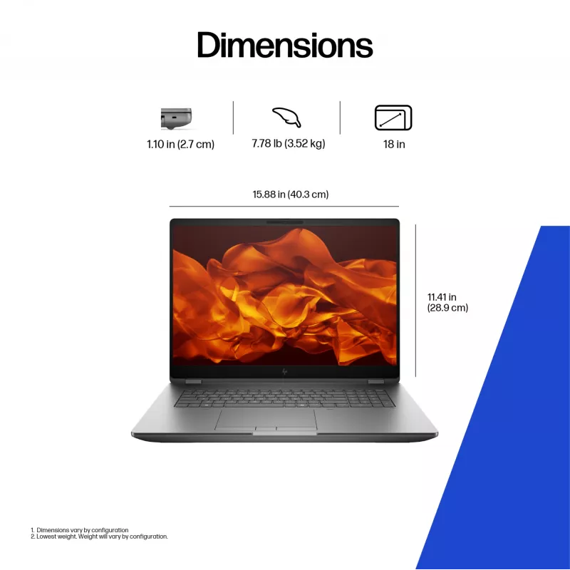 HP ZBook Fury G1i Intel Core Ultra 7 45,7 cm (18 tolli) WQXGA 32 GB DDR5-SDRAM Wi-Fi 7 (802.11be) Windows 11 Pro AI tööjaam, AI PC