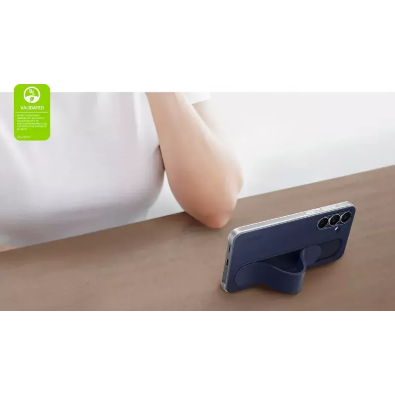 Standing Grip ümbris Samsung Galaxy S25 FE jaoks — Valge, lauastatiiv