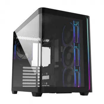 FSP M580-BP Plus korpus Midi Tower mITX, mATX must ARGB, Midi Tower, PC, must, ATX, micro ATX, Mini-ITX, klaas, SPCC, 16 cm
