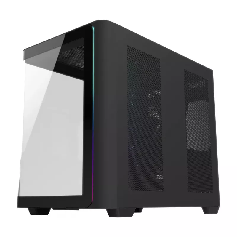 FSP M580-BP Plus korpus Midi Tower mITX, mATX must ARGB, Midi Tower, PC, must, ATX, micro ATX, Mini-ITX, klaas, SPCC, 16 cm