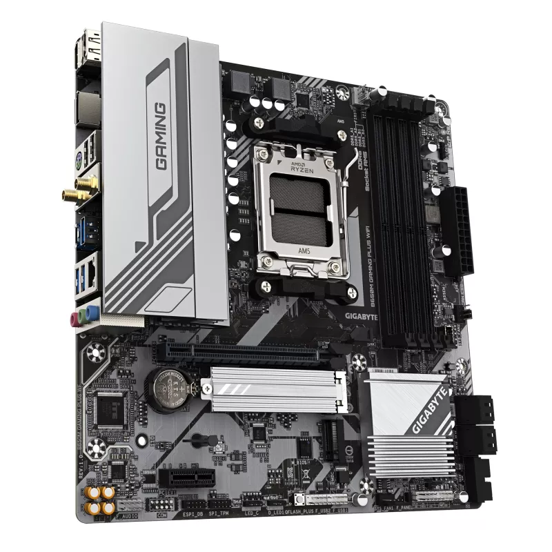 GIGABYTE B650M GAMING PLUS WIFI emaplaat - AMD Ryzen 9000 protsessoritele, 5+2+2 faasi VRM, kuni 8000MHz DDR5, 2xPCIe 4.0 M.2, 2.5GbE LAN, WIFI 6E, USB 3.2 Gen 1