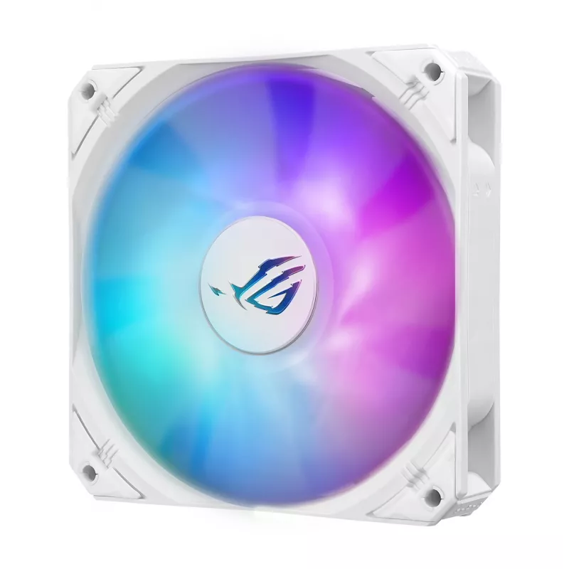 Vedelikjahutuskomplekt ASUS ROG Strix LC III 360 ARGB valge väljaanne — 360 mm radiaator, 3x 120 mm ARGB ventilaatorid, LCD-ekraan, vasest alus