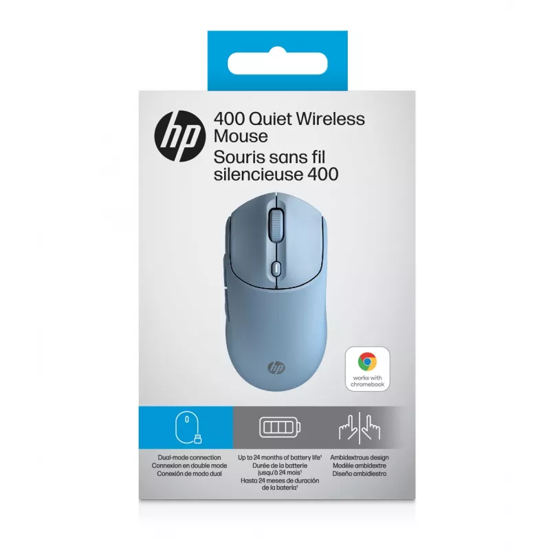 HP 400 Quiet Blue juhtmeta hiir, kahekäeline, RF-juhtmeta + Bluetooth, 6000 DPI, sinine