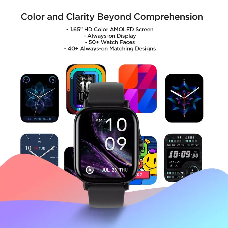 Amazfit GTS 2 4,19 cm (1,65 tolli) AMOLED 43 mm Digitaalne 348 x 442 pikslit Puuteekraan Must Wi-Fi GPS (satelliit)