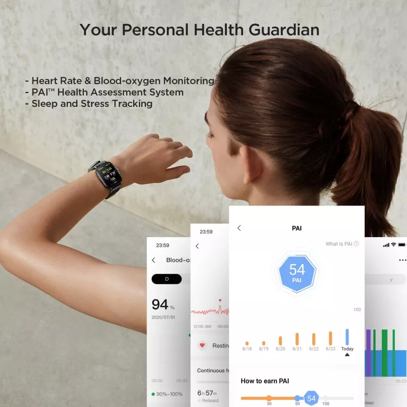 Amazfit GTS 2 4,19 cm (1,65 tolli) AMOLED 43 mm Digitaalne 348 x 442 pikslit Puuteekraan Must Wi-Fi GPS (satelliit)