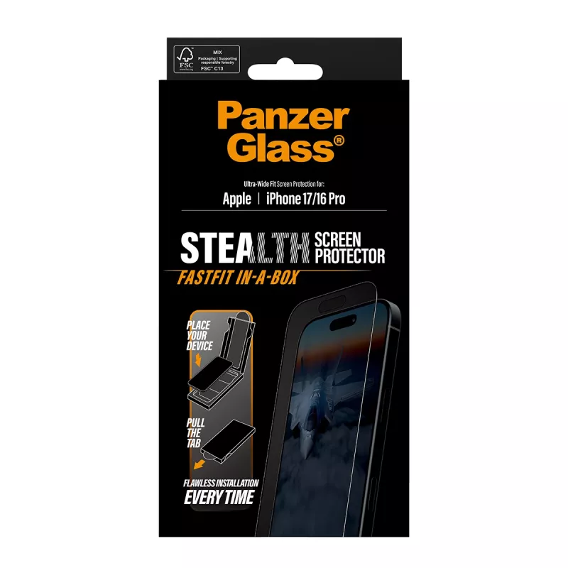 PanzerGlass® Stealth ekraanikaitse iPhone 17 | iPhone 16 Pro | ülilai t sobivus KOOS FASTFIT IN-A-BOX SÜSTEEMIGA