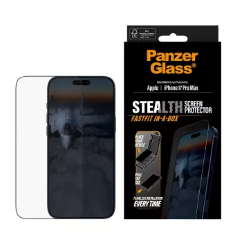 PanzerGlass® Stealth ekraanikaitse iPhone 17 Pro Max | ülilai sobivus FASTFIT IN-A-BOX süsteemiga
