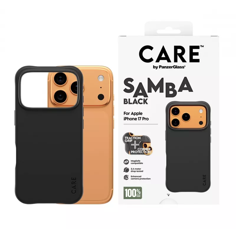 Korpus PanzerGlass CARE by Fashionable Case Samba Black koos MagSafe'iga iPhone 17 Pro