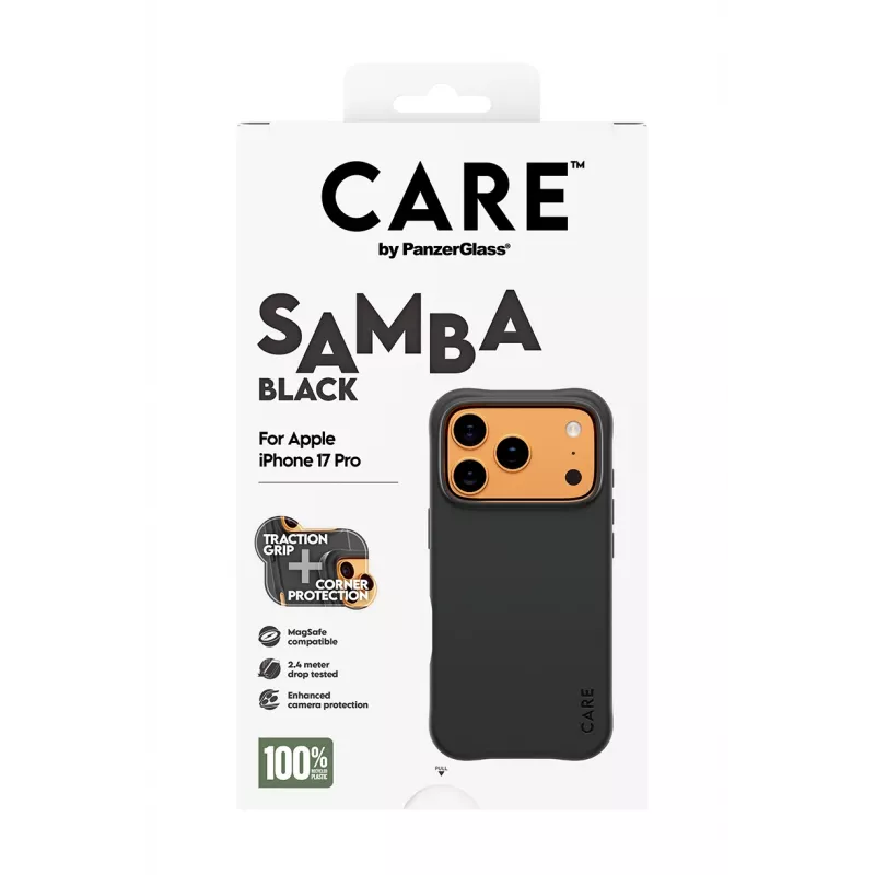 Korpus PanzerGlass CARE by Fashionable Case Samba Black koos MagSafe'iga iPhone 17 Pro