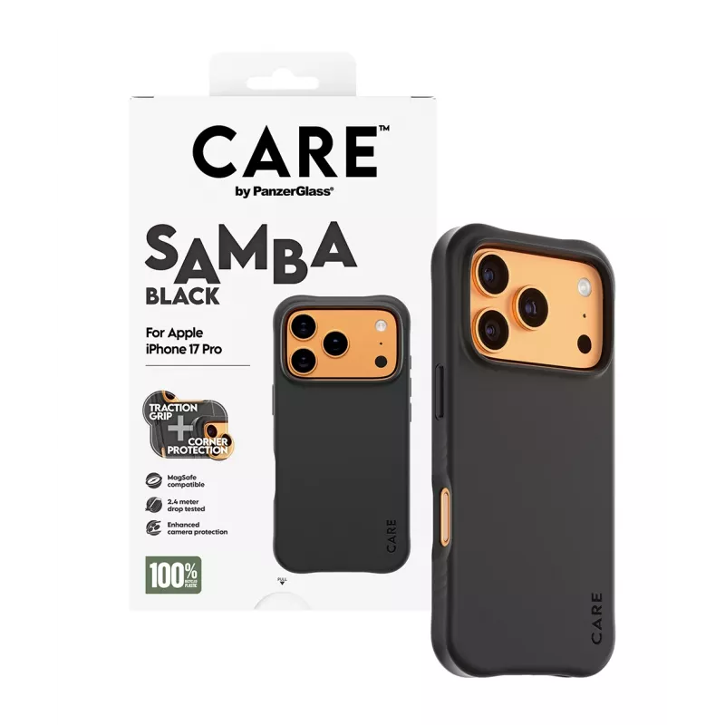 Korpus PanzerGlass CARE by Fashionable Case Samba Black koos MagSafe'iga iPhone 17 Pro