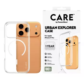 PanzerGlass CARE™ by ® Urban Explorer ümbris läbipaistev valge MagSafe iPhone 17 Pro