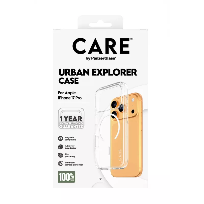 PanzerGlass CARE™ by ® Urban Explorer ümbris läbipaistev valge MagSafe iPhone 17 Pro
