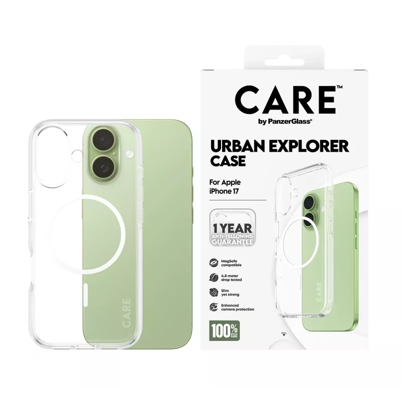 PanzerGlass CARE™ by ® Urban Explorer ümbris läbipaistev valge MagSafe iPhone 17