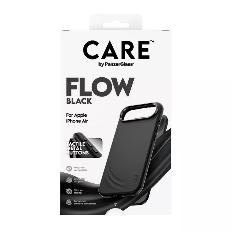 Kaitseümbris PanzerGlass CARE™ Flow ümbris Must MagSafe'iga iPhone Airile