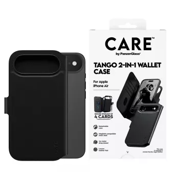 Rahakotiga ümbris PanzerGlass CARE Tango 2-in-1 koos MagSafe'iga iPhone Airile — Must