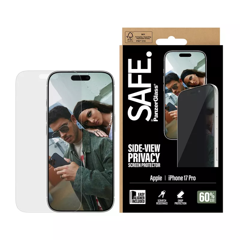 PanzerGlass SAFE. by ® 2-Way Privacy ekraanikaitse iPhone 17 Pro | Ultra-Wide Fit koos EasyAligneriga