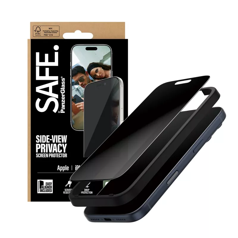 PanzerGlass SAFE. by ® 2-Way Privacy ekraanikaitse iPhone 17 Pro | Ultra-Wide Fit koos EasyAligneriga