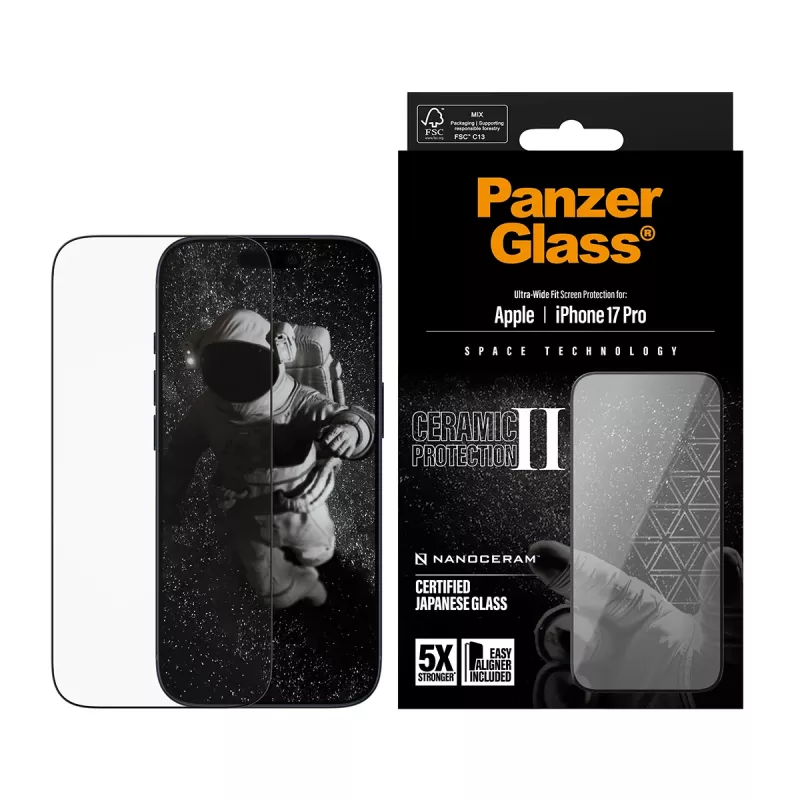 PanzerGlass ® Ceramic II ekraanikaitse iPhone 17 Pro | Ülilai sobivus koos EasyAligneriga